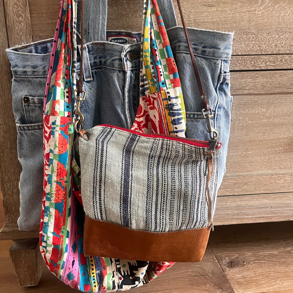 Striped Brown and Multicolor Women's Bag
